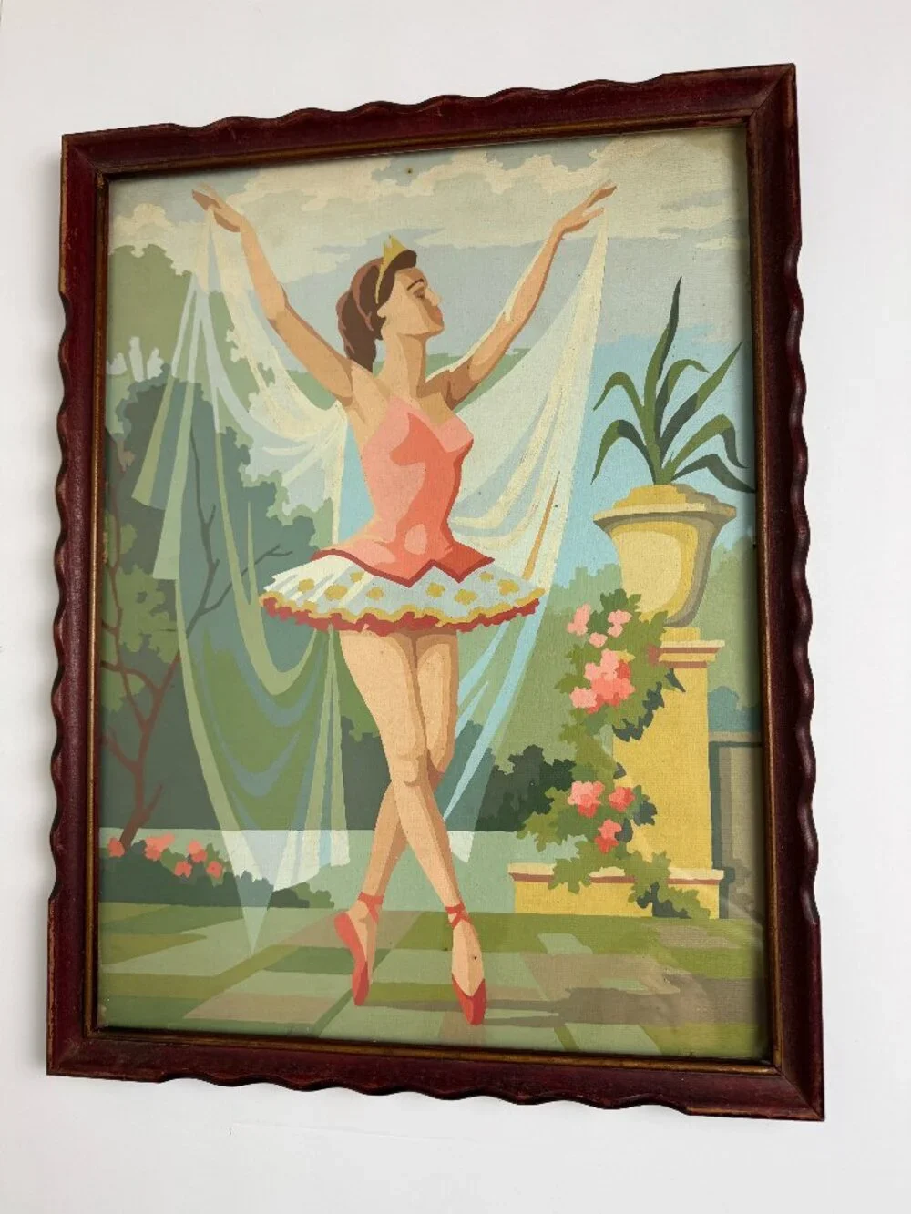 Vintage 1950 - 1960s PBN Paint by Numbers Balcony Ballet Ballerina Painting